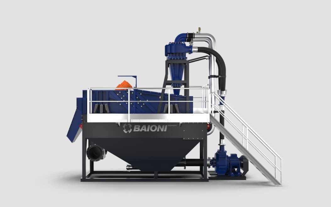 Hydrocyclone units for sand recovery GRF Baioni lateral side
